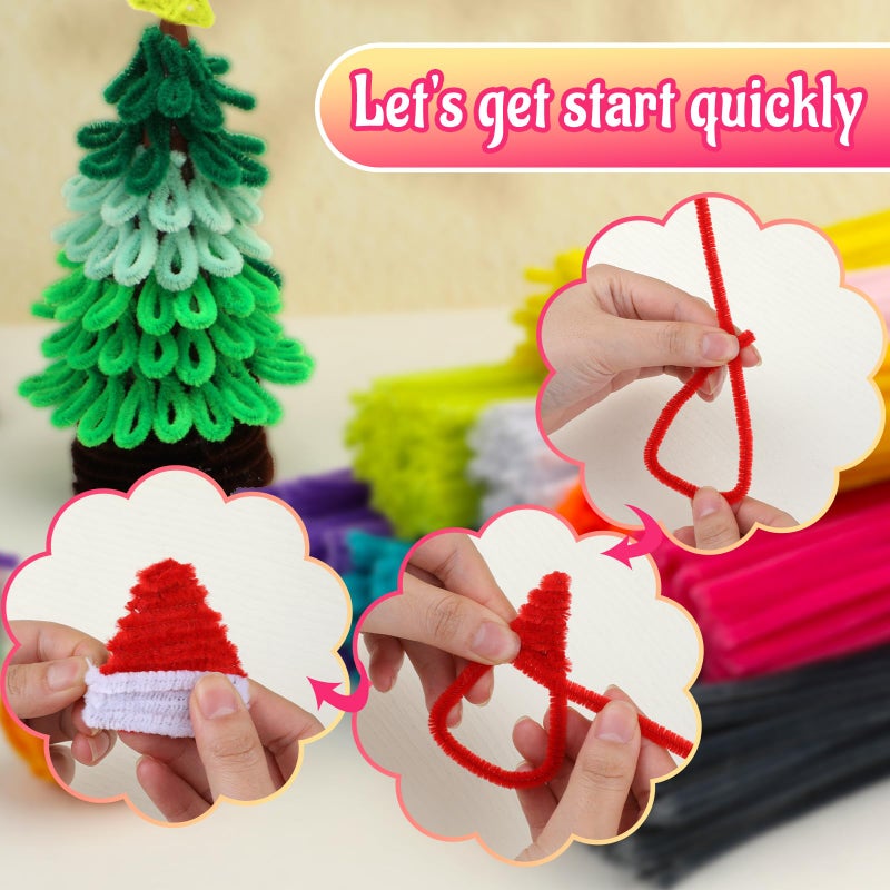 Mnuizu 200pcs Pipe Cleaners,Pipe Cleaners Chenille Stems for Craft, Fuzzy Sticks Christmas Craft Supplies for DIY Art & Creative Crafts Decorations(Deep Pink) - Image 5